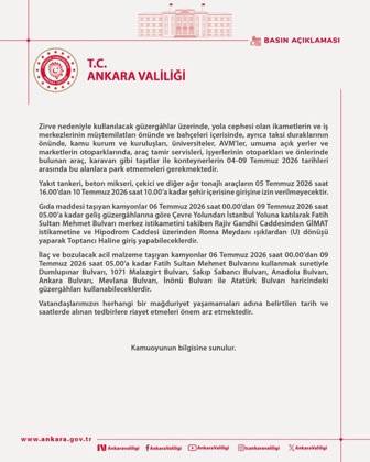 Ankara Valiliği NATO Zirvesi tedbirler sayfa 2